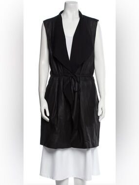 Vince Goat Leather Vest in Black